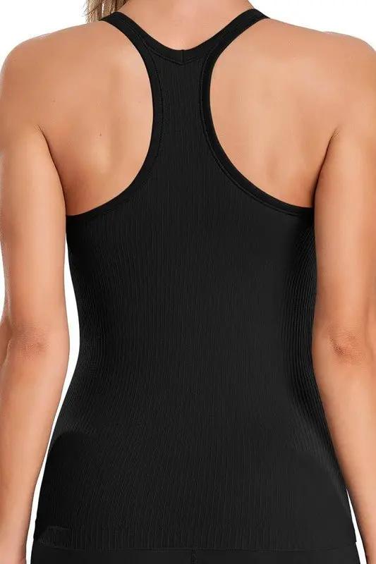 Ribbed Workout Tank Tops with Built in Bra for Women - Love Salve